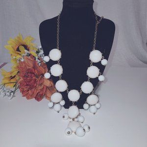 Erikca Fashion Necklace, White w/ gold chain, One size